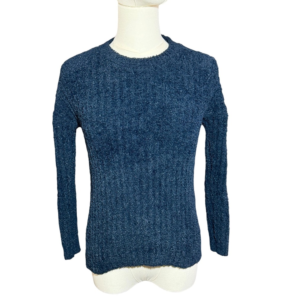 Express Blue Fuzzy Sweater 100% Acrylic Size XS